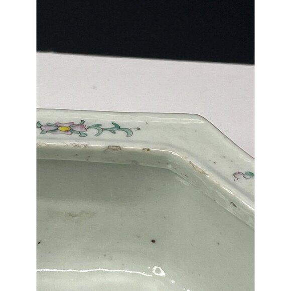Antique Chinese Famille Rose Porcelain Long Octagonal Bowl Qianlong Period 1700s - Picture 10 of 10